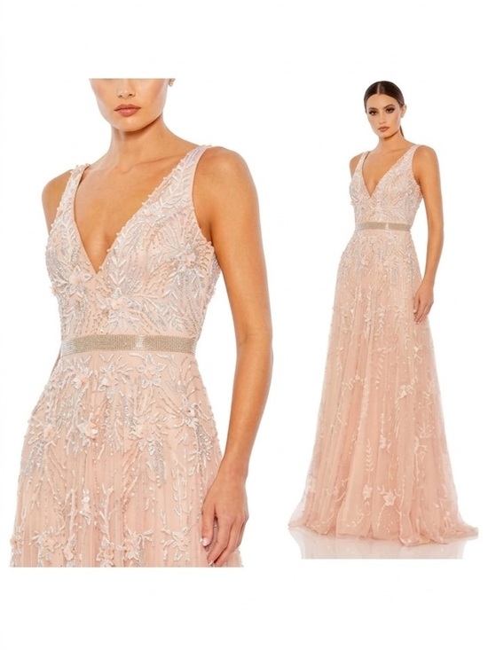 Mac Duggal Dresses & Skirts - Mac Duggal Blush Pink Embellished V-Neck Maxi Dress A5215